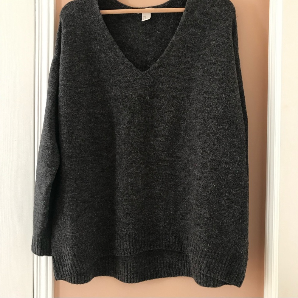 H&M Charcoal oversized V neck sweater. Super warm and cozy.
